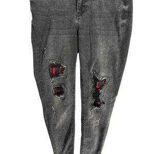 Judy Blue Jeans Womens Junior Size 5 Gray Skinny Distressed Stretch Goth FLAW